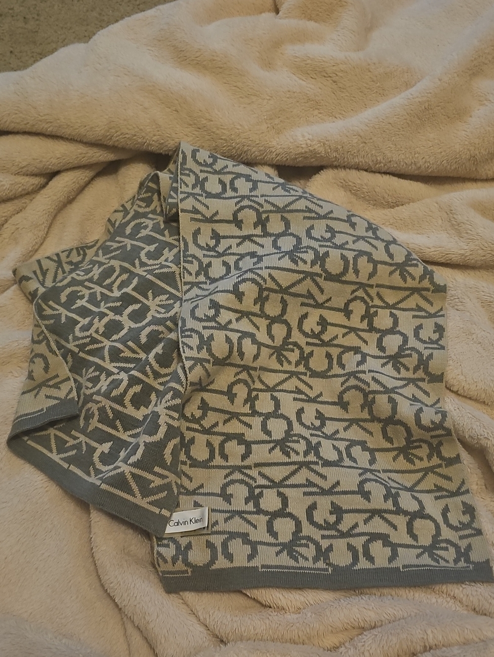 Calvin Klein Gray  Monogram Scarf